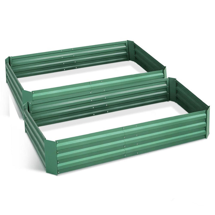 Raised Garden Bed x 2 Greenfingers Galvanised Steel 210cm x 90cm x 30cm - Green-Planter-Just Juicers