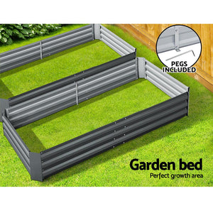 Raised Garden Bed x 2 Greenfingers Galvanised Steel 210cm x 90cm x 30cm - Grey-Just Juicers